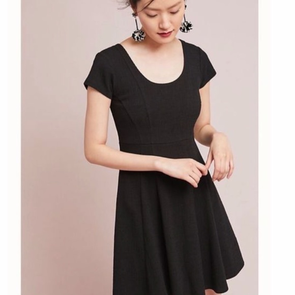 Anthropologie Dresses & Skirts - Maeve Black Knit Regina Double Scoop Flare Dress